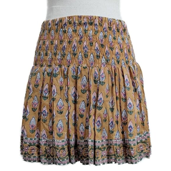 NWT: Sur La Vague SLV Cafe Mini Skirt 100% Cotton Floral  Indian Block Print - Picture 4 of 11